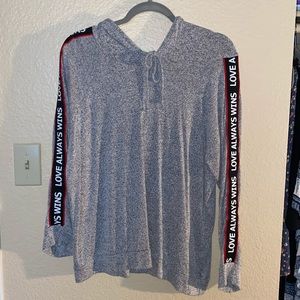 Gray hoodie sweater LOVE ALWAYS WINS